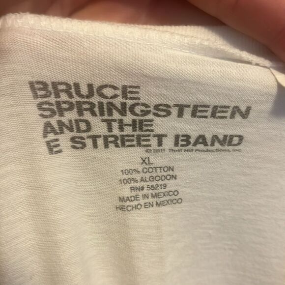 Bruce Springsteen White V-Neck Born In The USA Graphic Semi Sheer Shirt - Picture 11 of 11